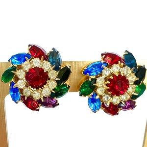 Vintage earrings multi colors, clip on